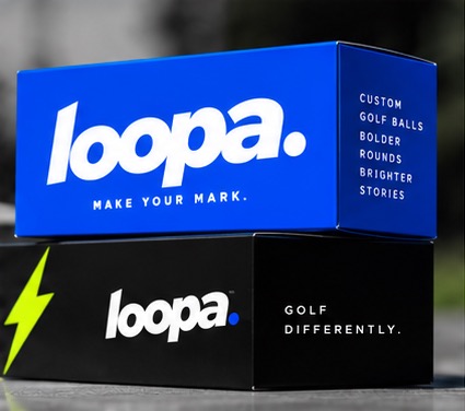 Loopa-doosjes in kobaltblauw en zwart met de tekst Make your mark